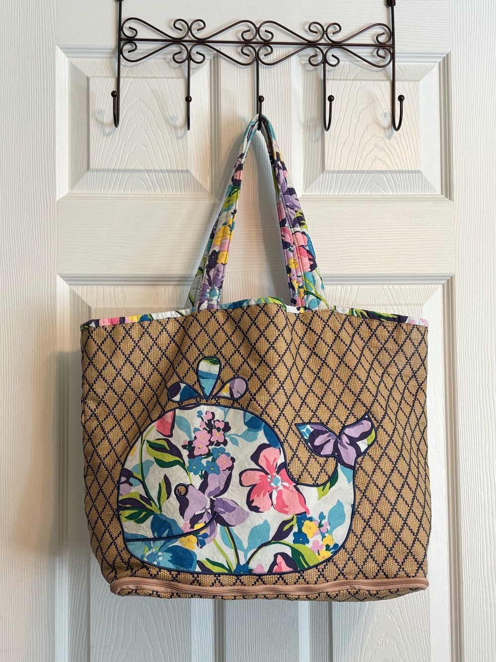 Vera Bradley Marian Floral Whale Beach Tote EUC
